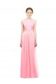 Saumon Trapèze Licou Mousseline Longue Robes demoiselle d'honneur Outlet