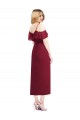 Saumon Trompette Bretelles spaghetti Col V Mousseline Courte Asymétrique Robes demoiselle d'honneur Outlet