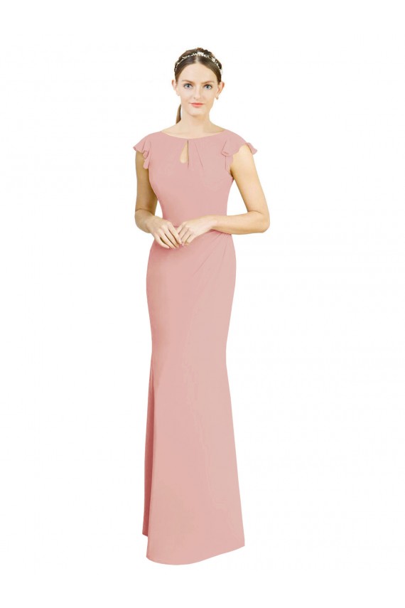Sirène Col Bateau Col Haut Mousseline Longue Robes demoiselle d'honneur Outlet