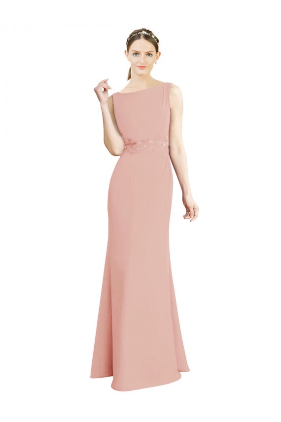 Sirène Col Bateau Col Haut Mousseline Longue Robes demoiselle d'honneur Outlet
