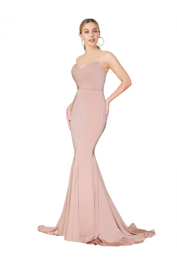 Sirène Col Haut Crêpe Stretch Longue Formelles Robes demoiselle d'honneur / Robes de soirée / Robes de bal Outlet