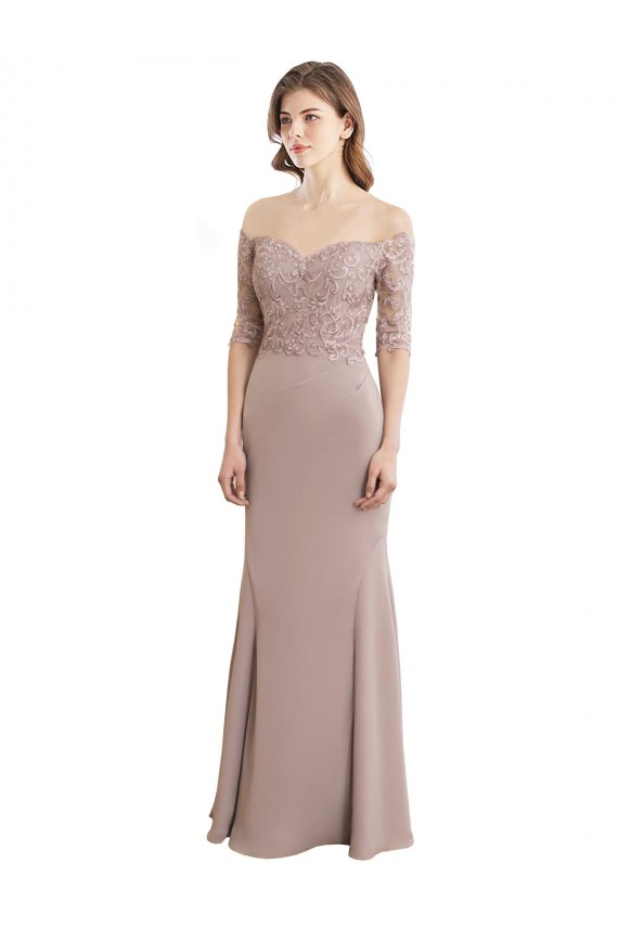 Sirène Col Haut Mousseline Dentelle Longue Robes demoiselle d'honneur Outlet