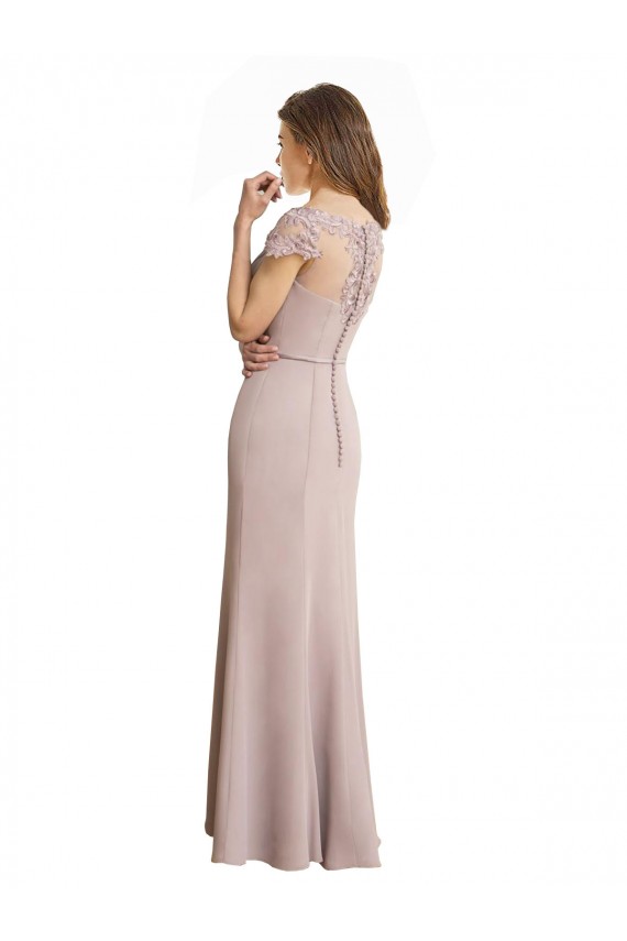 Sirène Scoop Col Haut Mousseline Dentelle Longue Robes demoiselle d'honneur Outlet