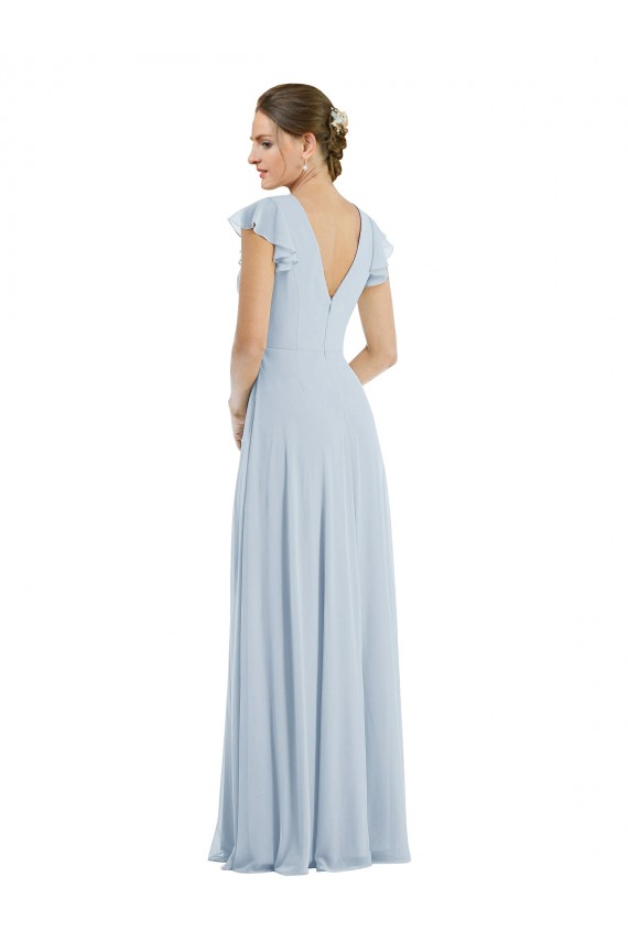 Trapèze Bateau Mousseline Longue Formelles Robes demoiselle d'honneur / Robes de soirée Outlet