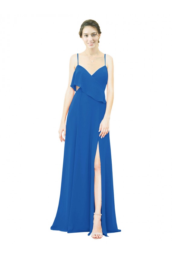 Trapèze Bretelles spaghetti Mousseline Longue Robes demoiselle d'honneur Outlet