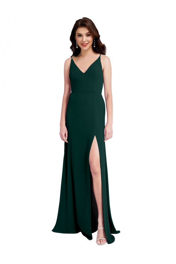 Trapèze Col V Crêpe Stretch Longue Formelles Robes demoiselle d'honneur / Robes de soirée / Robes de bal Outlet
