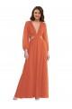 Trapèze Col V Mousseline Longue Asymétrique Robes demoiselle d'honneur Outlet