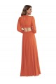 Trapèze Col V Mousseline Longue Asymétrique Robes demoiselle d'honneur Outlet