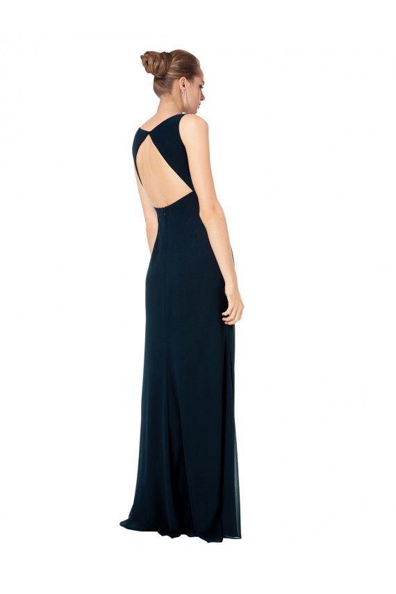 Trapèze Col V Mousseline Longue Robes demoiselle d'honneur Outlet