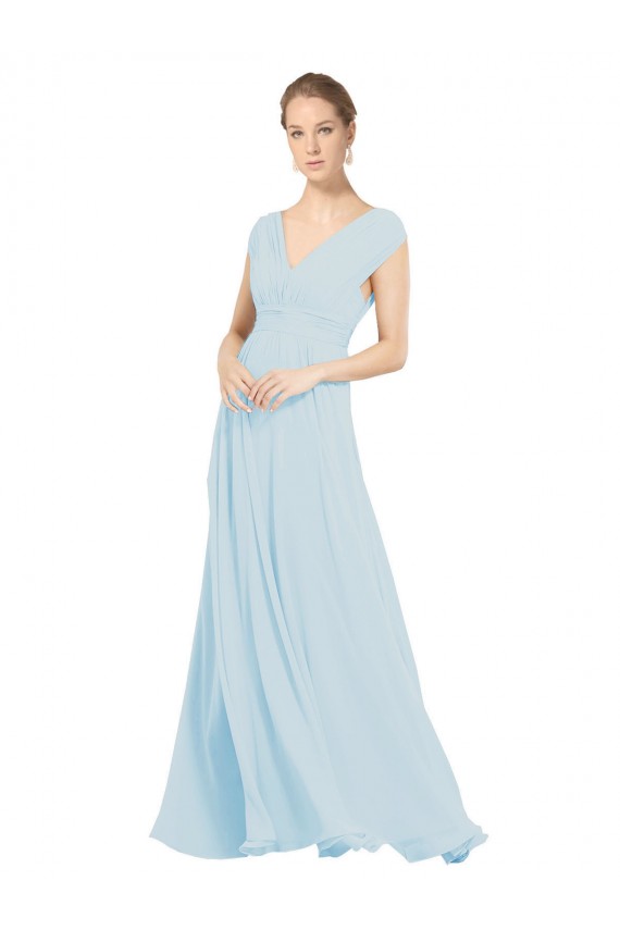 Trapèze Col V Mousseline Longue Robes demoiselle d'honneur Outlet