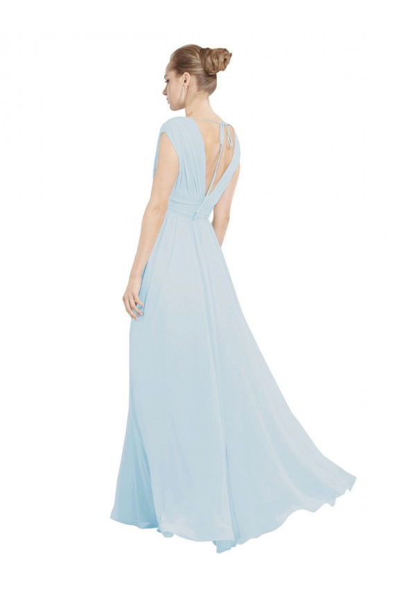 Trapèze Col V Mousseline Longue Robes demoiselle d'honneur Outlet