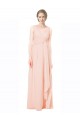 Trapèze Col V Mousseline Longue Robes demoiselle d'honneur Outlet
