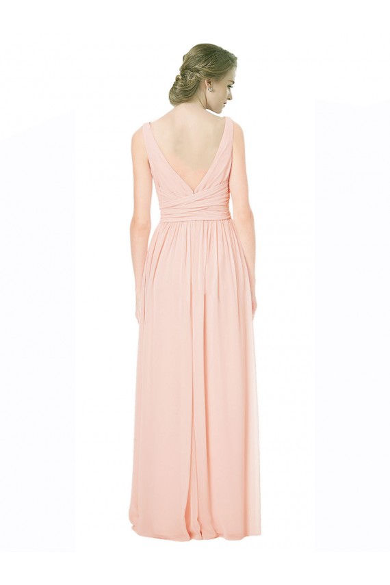 Trapèze Col V Mousseline Longue Robes demoiselle d'honneur Outlet