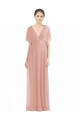 Trapèze Col V Mousseline Longue Robes demoiselle d'honneur Outlet