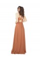 Trapèze Col V Mousseline Longue Robes demoiselle d'honneur Outlet