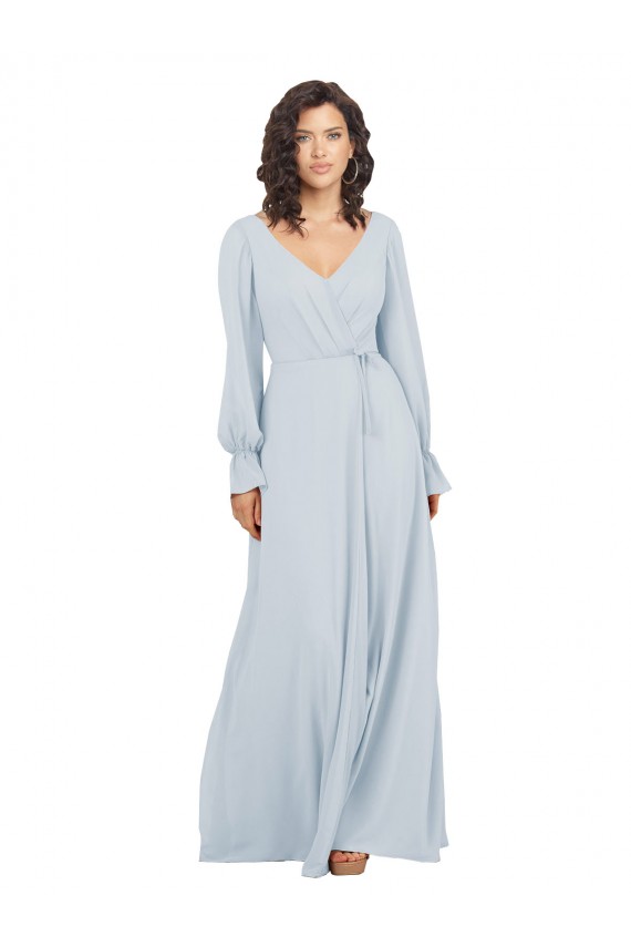 Trapèze Col V Mousseline Longue Robes demoiselle d'honneur Outlet