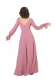 Trapèze Col V Mousseline Longue Robes demoiselle d'honneur Outlet