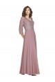 Trapèze Col V Mousseline Longue Robes demoiselle d'honneur / Robes de bal Outlet
