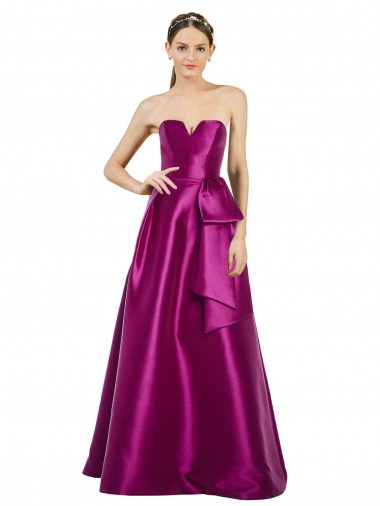 Trapèze Col V Satiné Longue Robes demoiselle d'honneur / Robes de bal Outlet