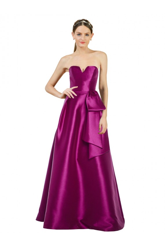 Trapèze Col V Satiné Longue Robes demoiselle d'honneur / Robes de bal Outlet
