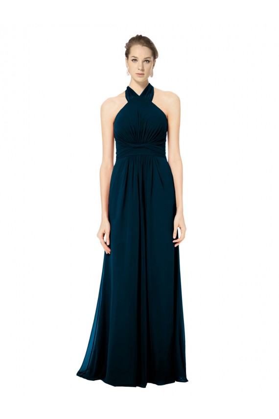 Trapèze Licou Mousseline Longue Robes demoiselle d'honneur Outlet