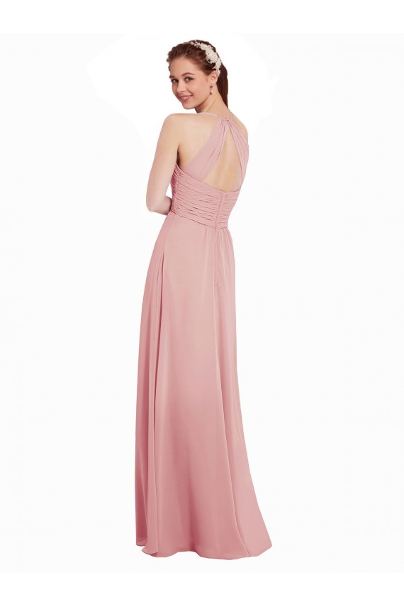 Trapèze Licou Mousseline Longue Robes demoiselle d'honneur Outlet