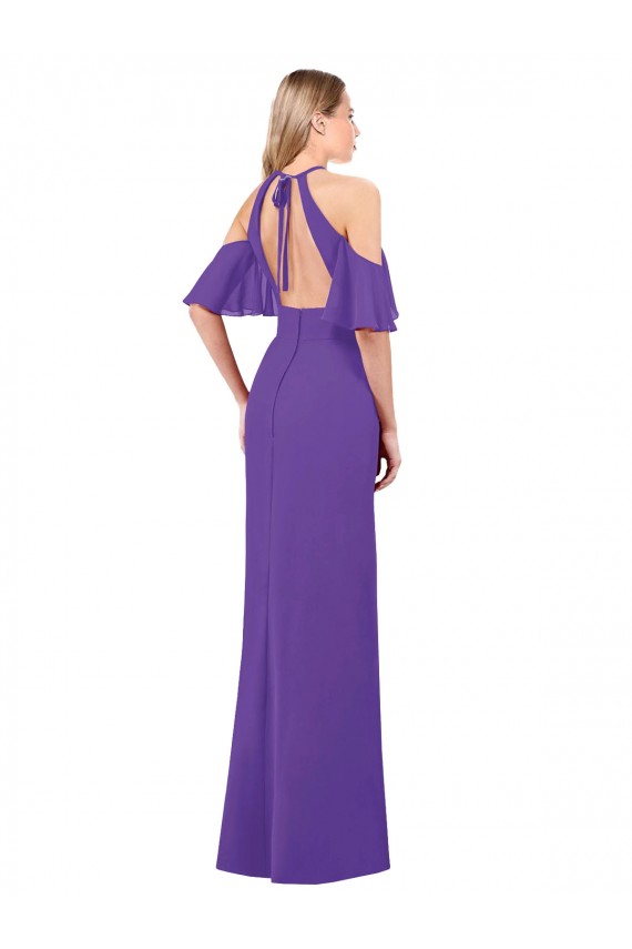 Trapèze Licou Mousseline Longue Robes demoiselle d'honneur Outlet