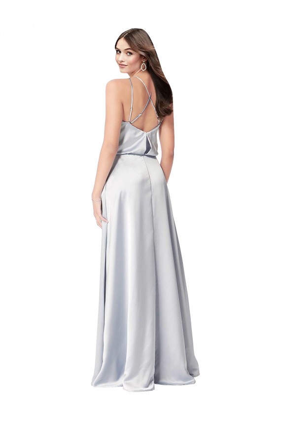 Trapèze Licou Satiné Soyeux Longue Formelles Robes demoiselle d'honneur / Robes de soirée Outlet