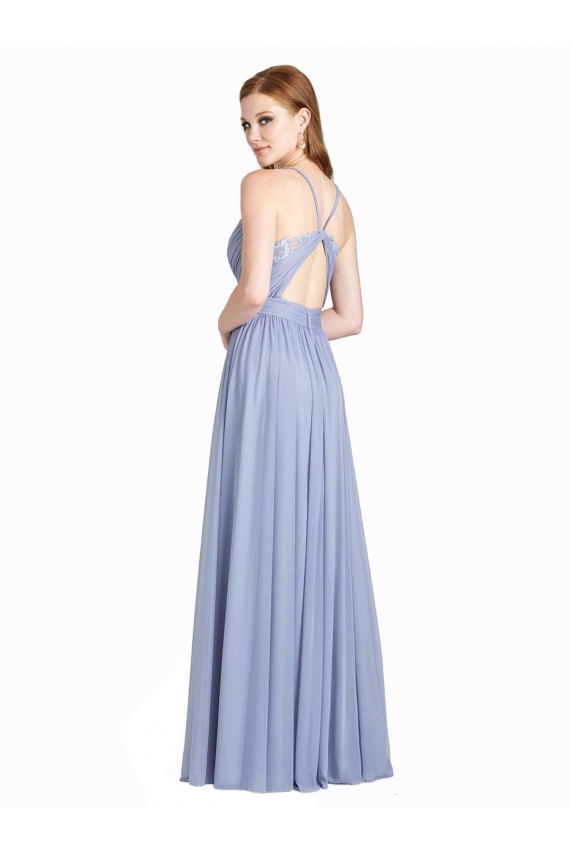 Trapèze Mousseline Dentelle Longue Robes demoiselle d'honneur Outlet