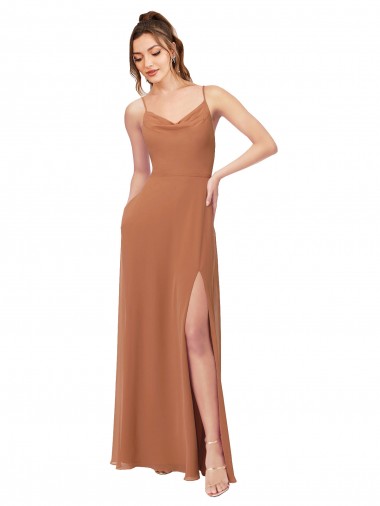 Trapèze Mousseline Longue Robes demoiselle d'honneur Pas Chre