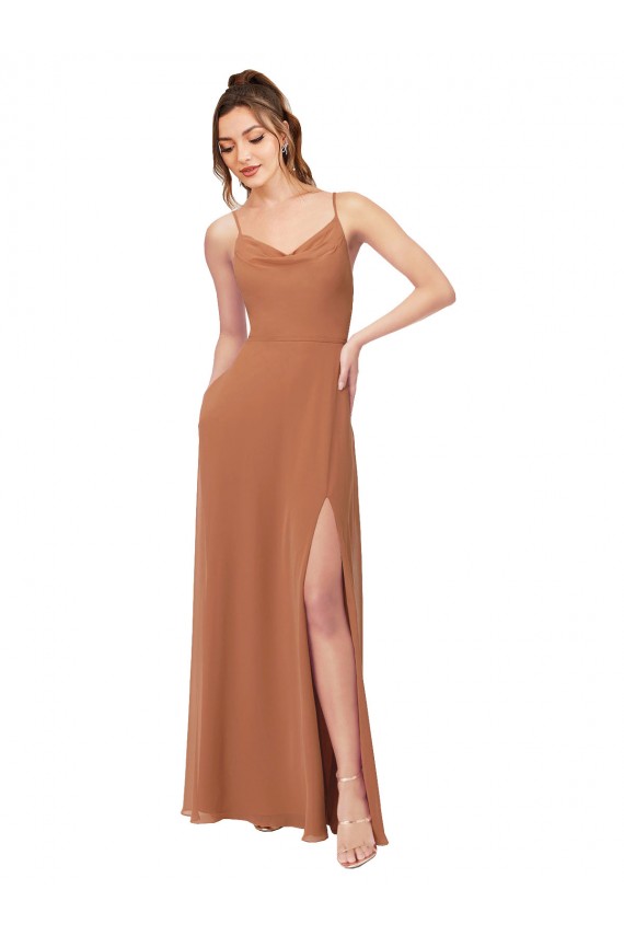 Trapèze Mousseline Longue Robes demoiselle d'honneur Outlet