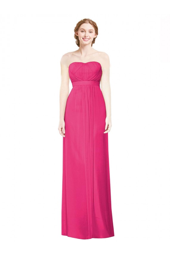 Trapèze Sans bretelle Mousseline Longue Robes demoiselle d'honneur Outlet