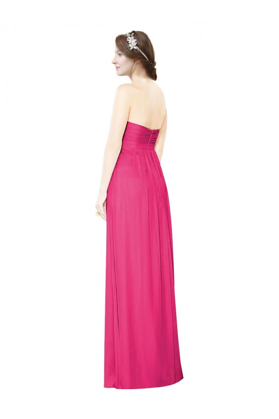 Trapèze Sans bretelle Mousseline Longue Robes demoiselle d'honneur Outlet