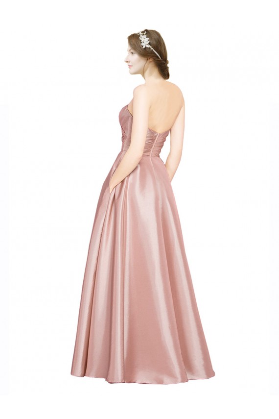 Trapèze Sans bretelle Satiné Stretch Longue Formelles Robes demoiselle d'honneur / Robes de soirée / Robes de bal Outlet