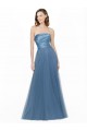 Trapèze Sans bretelle Satiné Tulle Longue Robes demoiselle d'honneur Outlet