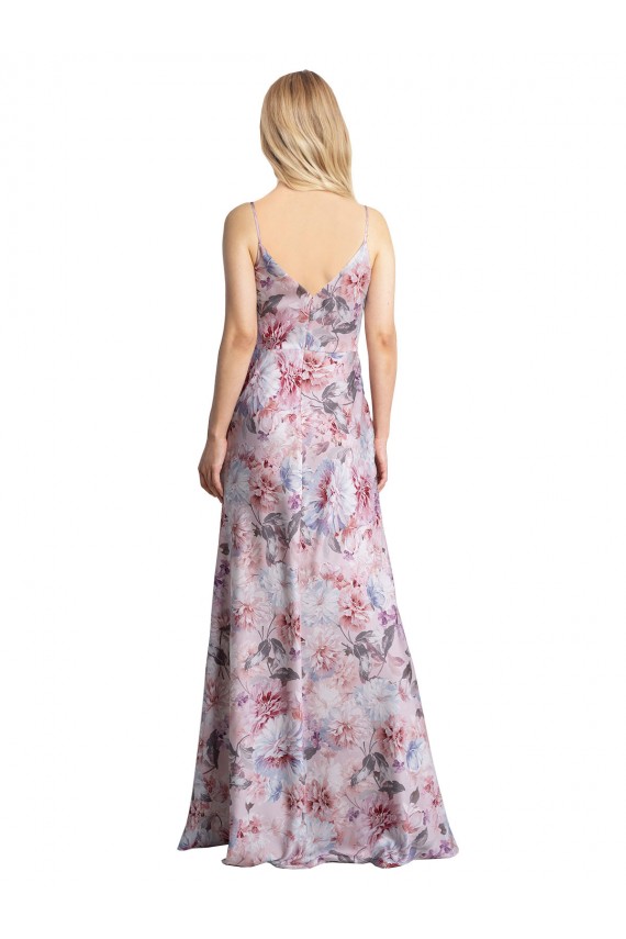 Trapèze Satiné Stretch Floral Longue Formelles Robes demoiselle d'honneur / Robes de soirée Outlet
