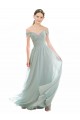 Trapèze Épaule Dénudée Mousseline Dentelle Longue Robes demoiselle d'honneur Outlet