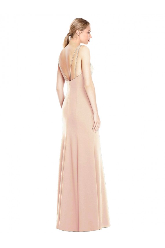 Trompette Bateau Crêpe Stretch Longue Robes demoiselle d'honneur / Robes de bal Outlet