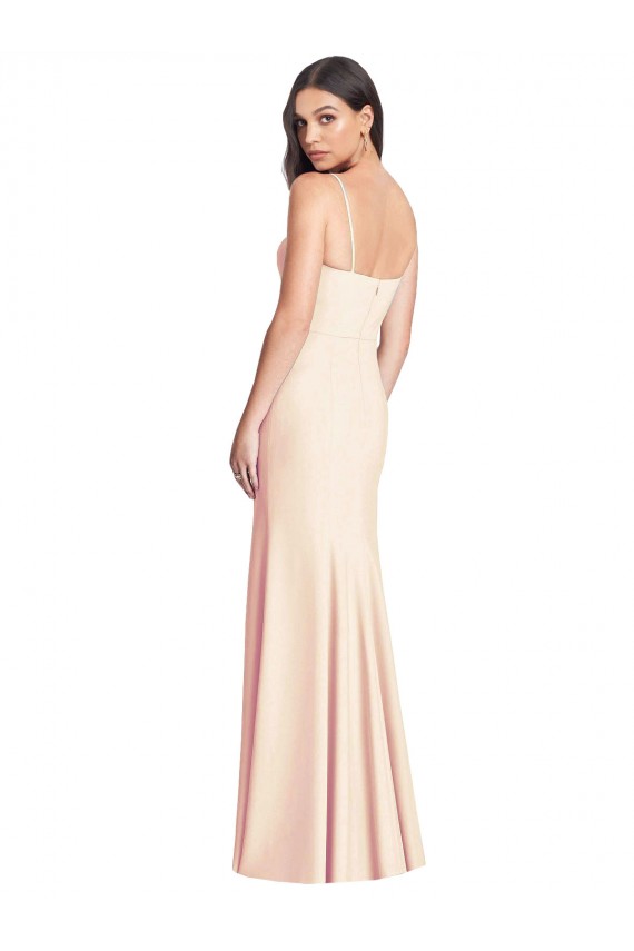 Trompette Bretelles spaghetti Crêpe Stretch Longue Robes demoiselle d'honneur / Robes de bal Outlet