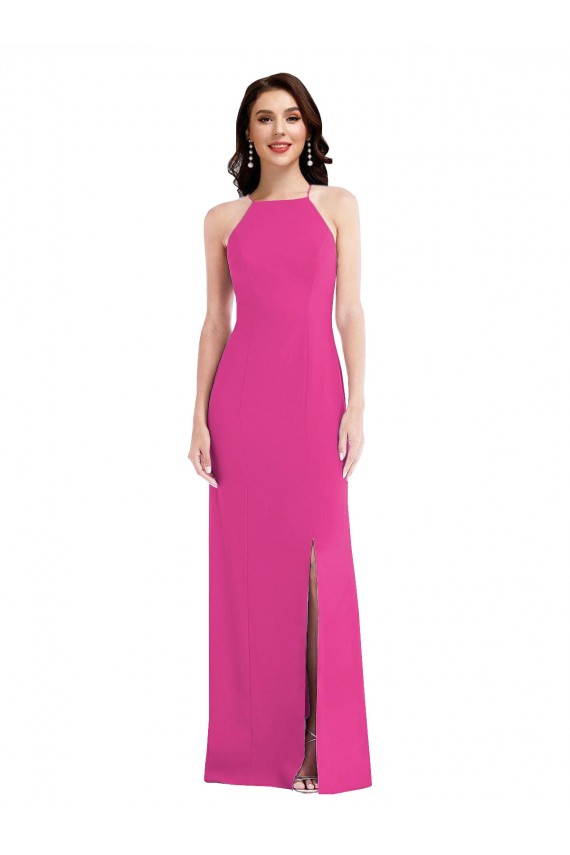 Trompette Licou Col Haut Crêpe Stretch Longue Formelles Robes demoiselle d'honneur / Robes de soirée / Robes de bal Outlet