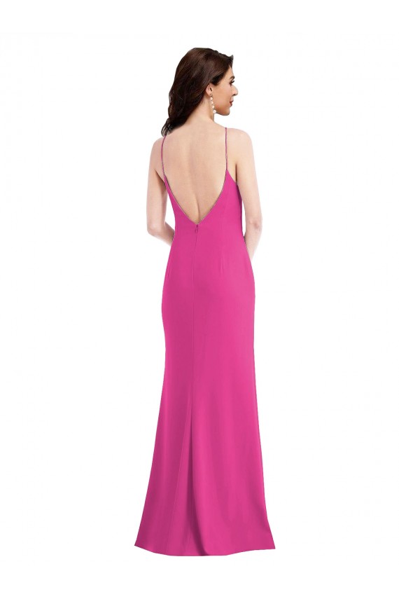 Trompette Licou Col Haut Crêpe Stretch Longue Formelles Robes demoiselle d'honneur / Robes de soirée / Robes de bal Outlet