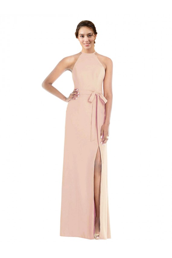 Trompette Licou Crêpe Stretch Longue Formelles Robes demoiselle d'honneur / Robes de soirée / Robes de bal Outlet