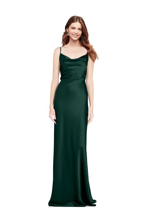 Vert Chasseur Fourreau Satiné Stretch Longue Formelles Robes demoiselle d'honneur / Robes de soirée / Robes de bal Outlet