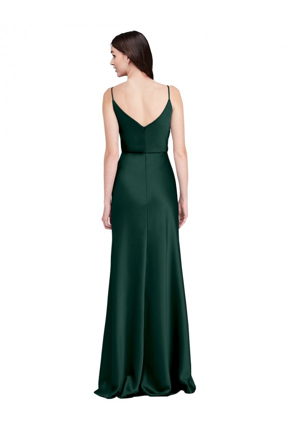 Vert Chasseur Fourreau Satiné Stretch Longue Formelles Robes demoiselle d'honneur / Robes de soirée / Robes de bal Outlet