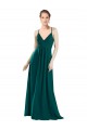 Vert Chasseur Trapèze Col V Mousseline Longue Robes demoiselle d'honneur Outlet