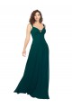 Vert Chasseur Trapèze Col V Mousseline Longue Robes demoiselle d'honneur Outlet