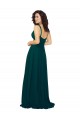 Vert Chasseur Trapèze Col V Mousseline Longue Robes demoiselle d'honneur Outlet