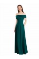 Vert Chasseur Trapèze Épaule Dénudée Mousseline Longue Robes demoiselle d'honneur Outlet