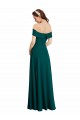 Vert Chasseur Trapèze Épaule Dénudée Mousseline Longue Robes demoiselle d'honneur Outlet