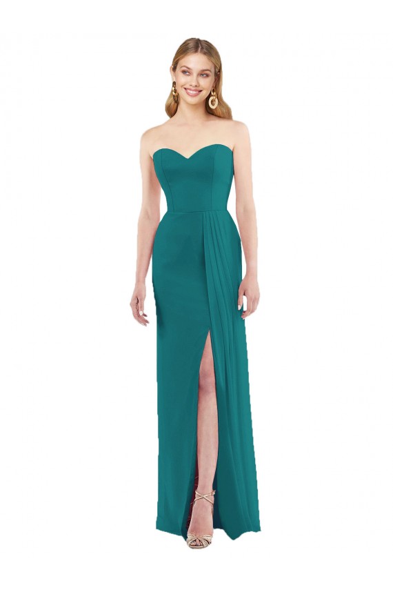 Vert Chasseur Trompette Sans bretelle Mousseline Longue Robes demoiselle d'honneur Outlet